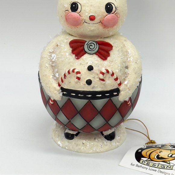 New Bethany Lowe Johanna Parker Double Candy Cane Conrad Snowman Jar Christmas - Picture 8 of 8